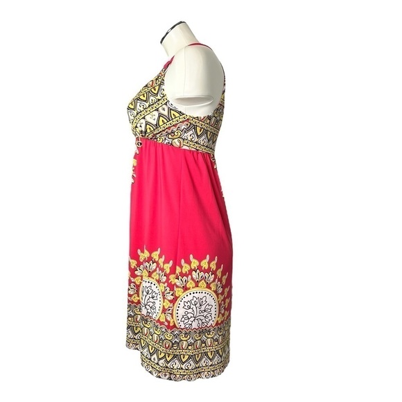 NWT INC Coral Pink Patterned Sleeveless Halter Dress With Rhinestones Size M - Picture 10 of 16